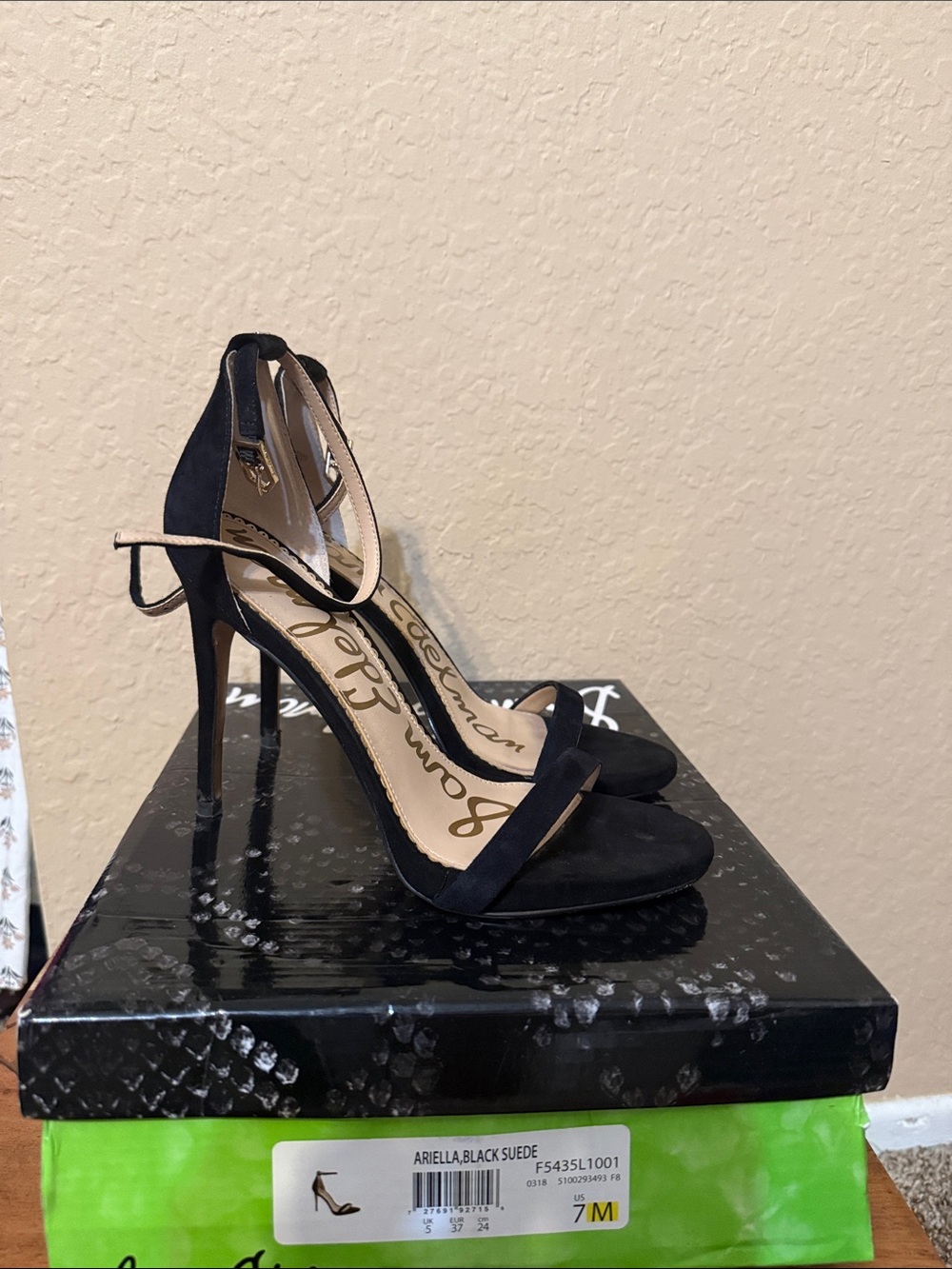 Sam Edelman Black Suede Ankle-Strap Heels